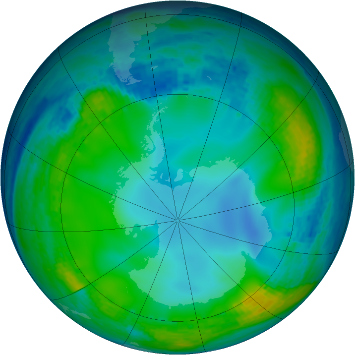 Antarctic ozone map for 24 June 2004